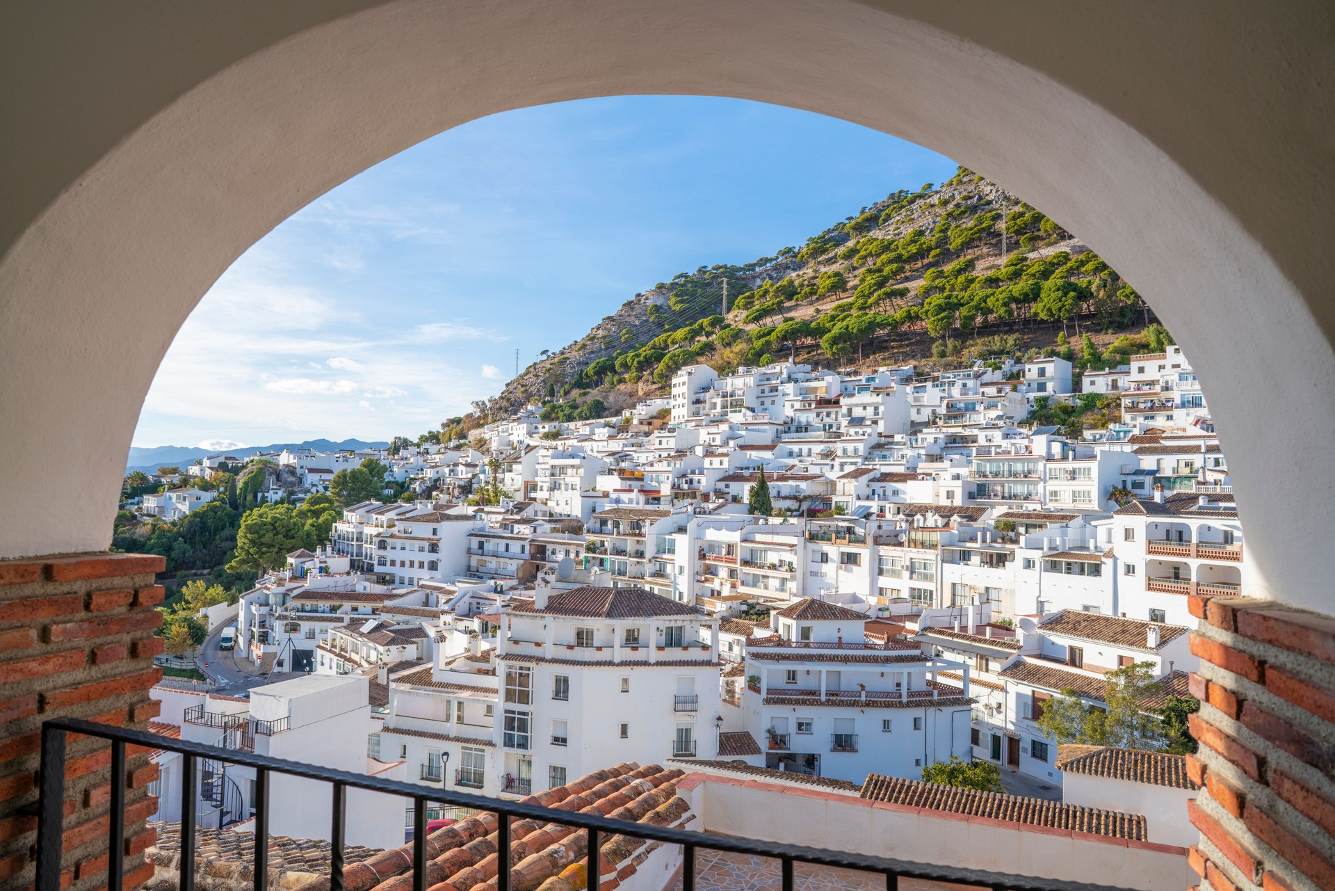 Mijas village skyline arch in Costa del Sol beautiful Mediterran